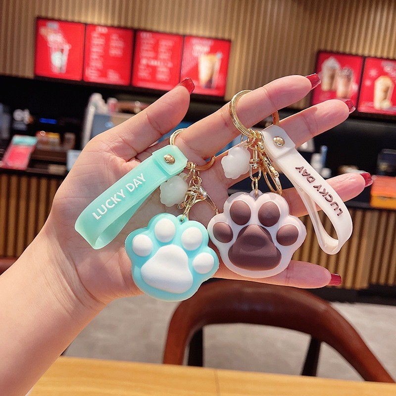 Cartoon Modeling Silicone Key Chain LED Flashlight Key Ring Handbag Bag Purse Pendant Key Holder