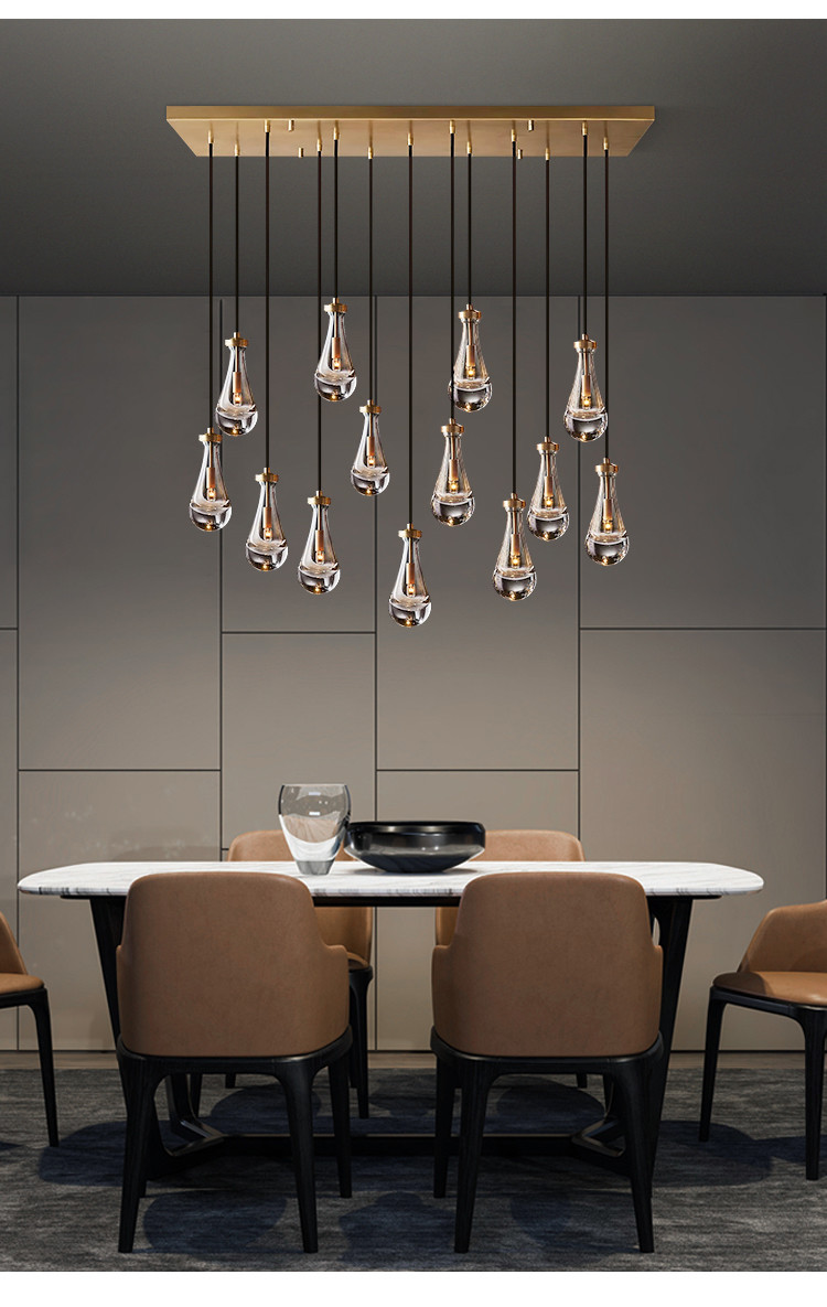 Nordic Glass Pendant Light Water Drop Shape Gold/Black Dining Room Rain Pendant Lamp(WH-GP-143)