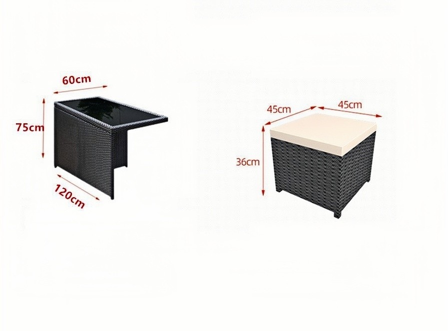 CE BSCI Wicker Dining Desk Outdoor Garden Patio Cubic Table Set Commercial