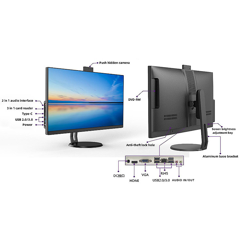 Home Office HD IPS Aio Desktop PC DVD 27 All In One Desktop Computer