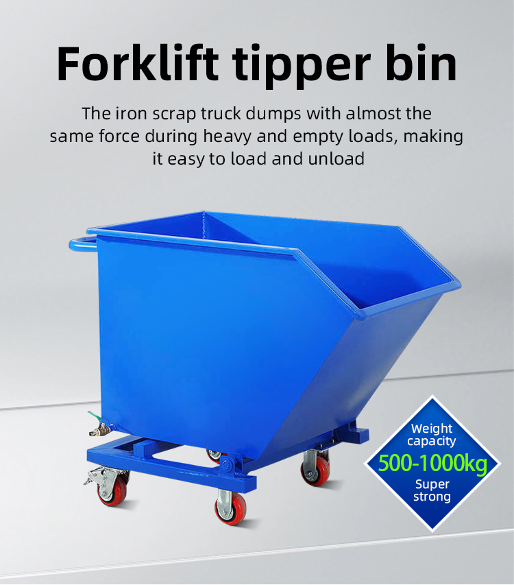 Waste Hopper Truck Portable Self Dumping Trash Hopper Tipping Bins