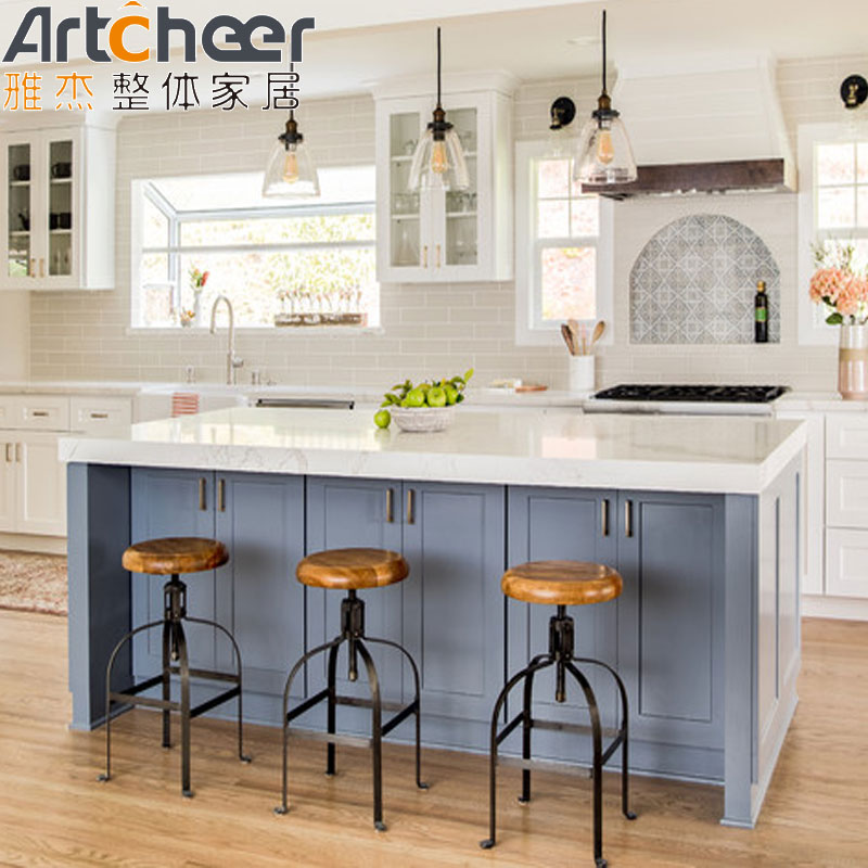 Melamine Board Door Material Stone Custom Kitchen Islands Table with Storage