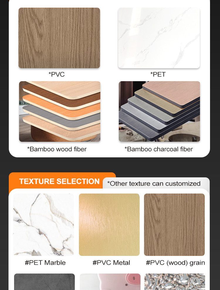Interior Decorative Bamboo Crystal Panels Wood Grain Bamboo Charcoal Wood Veneer Panels