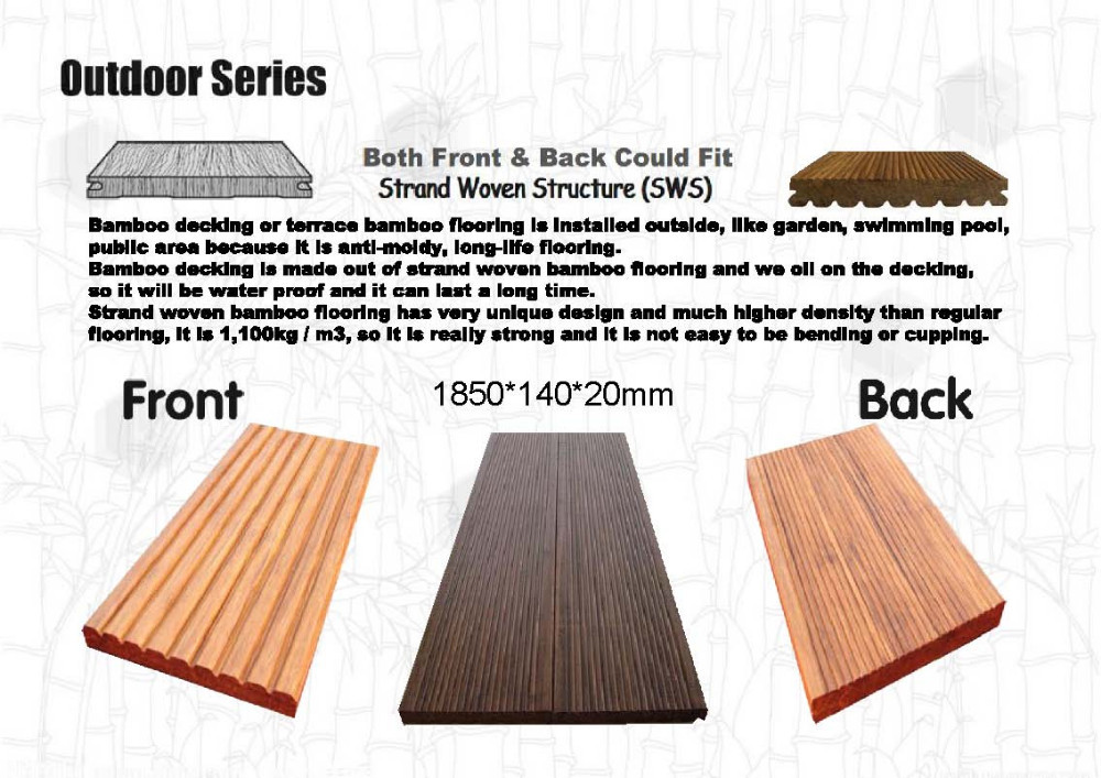 Garden Decking Tile, 300x300x23mm Outdoor Bamboo Flooring,Decking Tile Unit Series,Matt Finish