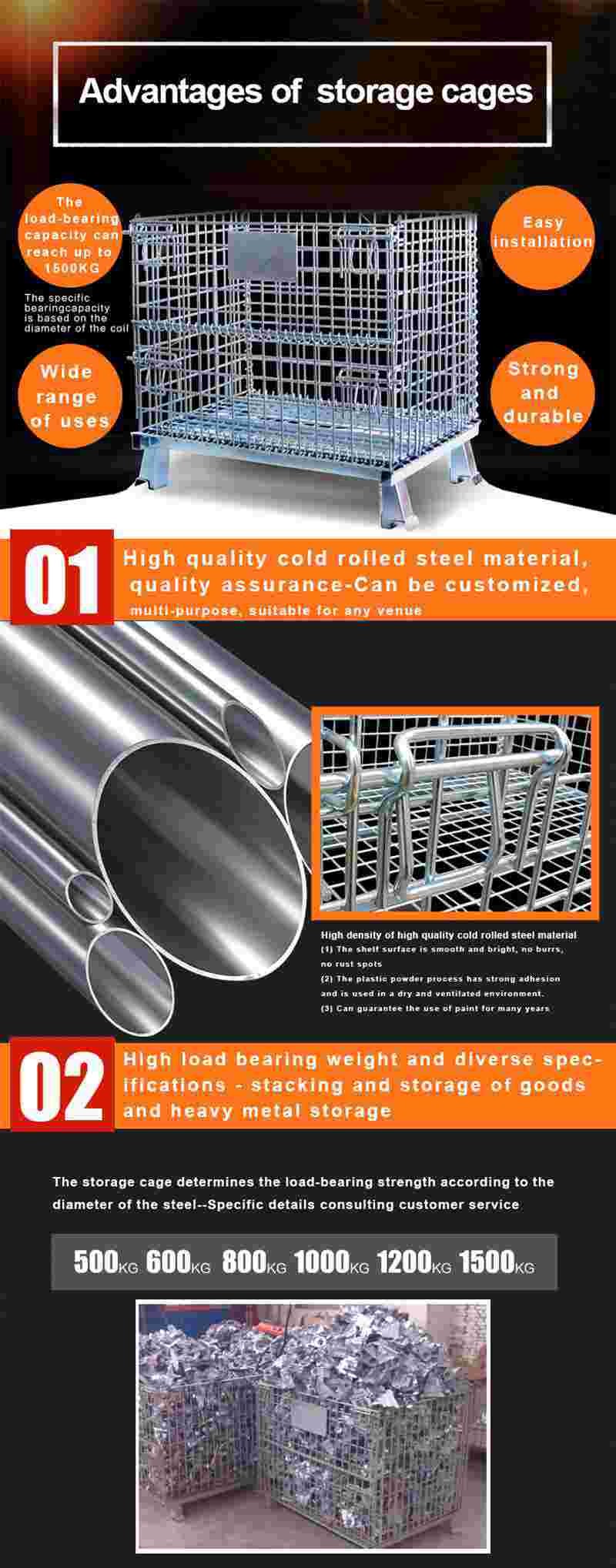 ODM Warehouse Storage Cages 500kg Wire Security Powder Coated