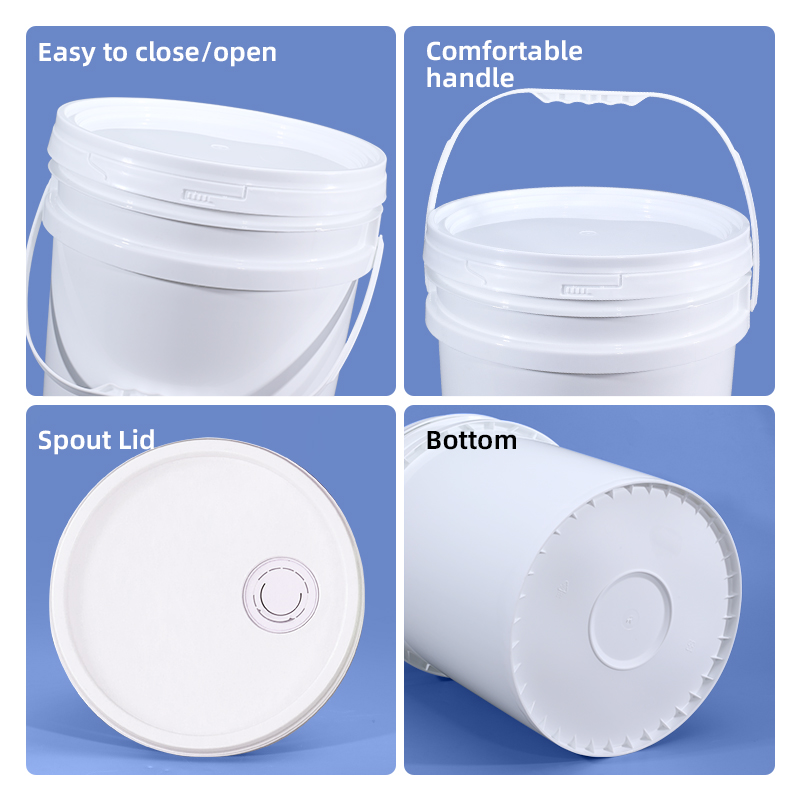 Round 5 Gallon 20 liter Plastic PP Bucket With Spout Lid Handle For Water Paint Oil