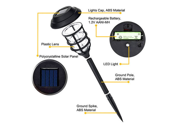LED Outdoor Solar Pathway Lights 5W 1.2V 118mm With LiFePO4 Lithium Battery