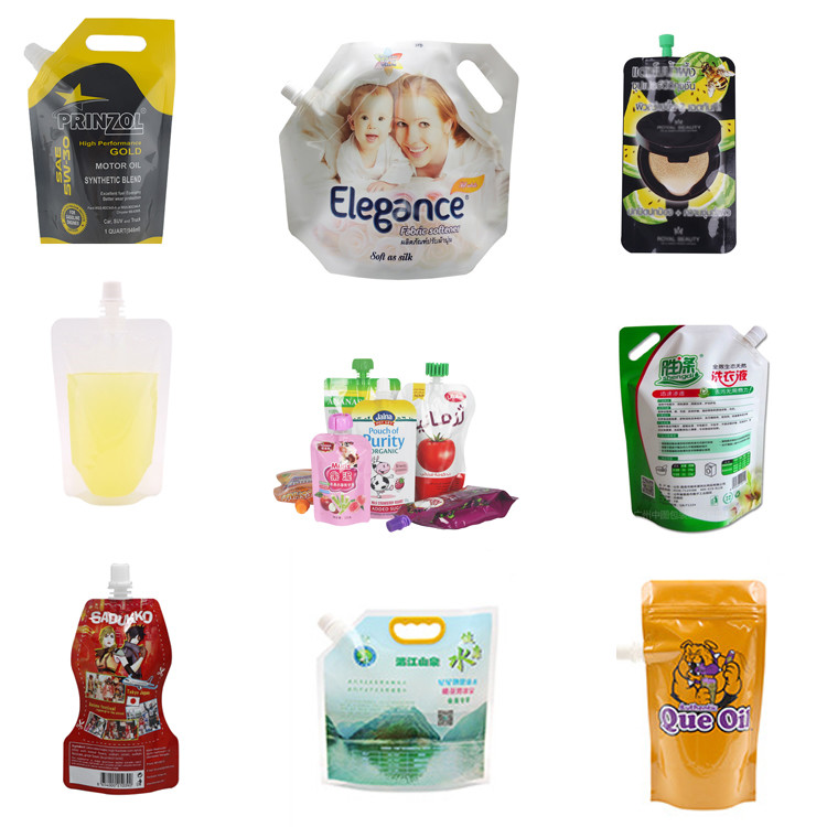 Biodegradable 50ml Kraft Paper Liquid Spout Bag Stand Up For Juice