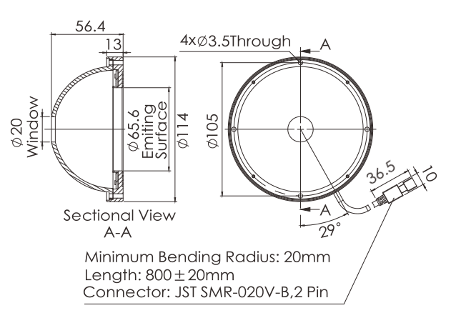 Single Channel 80mm Diameter Machine Vision Dome Lights With Special Diffuser