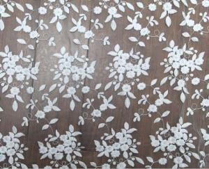 China 125cm Polyester White Embroidered Mesh Lace Fabric For Wedding Dress Wholesale on sale