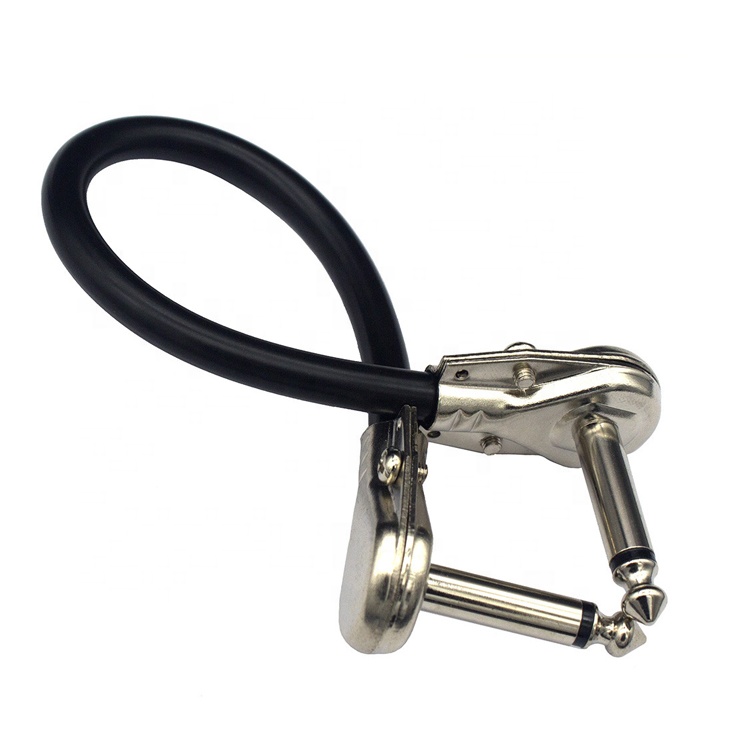 Short Golden Right Angle Mono TS Jack Instrument Guitar Patch Cable for Guitar Effects Pedal Board