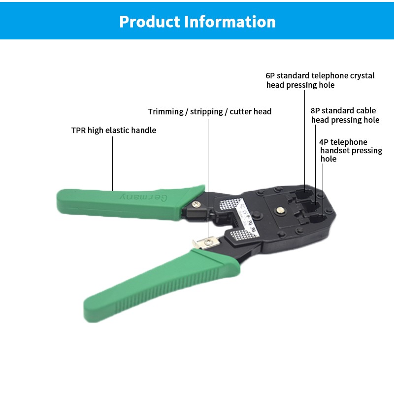 4P 6P 8P Ethernet Cable Crimping Tool Kit , Ethernet Cable Pliers OEM RJ10 RJ11 RJ12 RJ45
