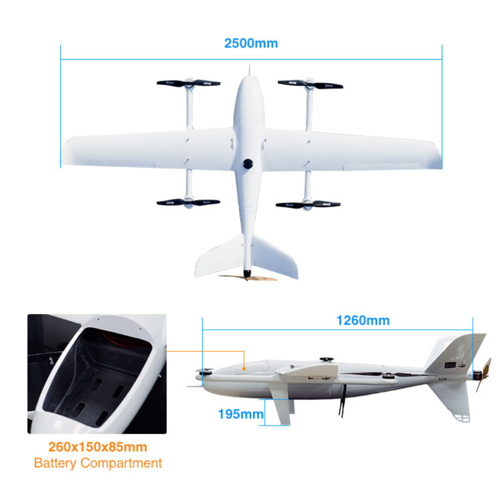 Load Thermal Pod 30X Camera VTOL Security UAV Aircraft 4800m Flight Altitude HXAYK-250