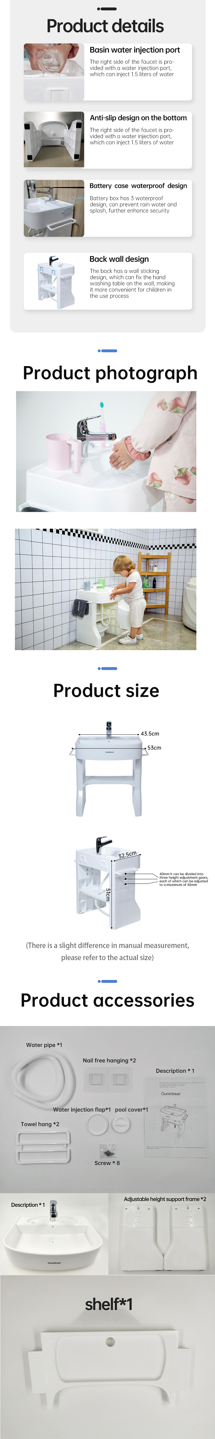 EN71 Certified CPC Plastic Children Hand Wash Basin Stand for Training Your Baby