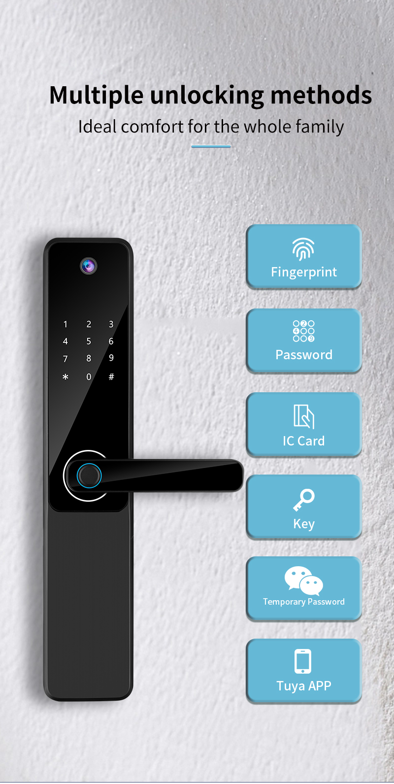 Wooden Door Fingerprint Door Lock With Camera / Electronic Door Lock With Fingerprint