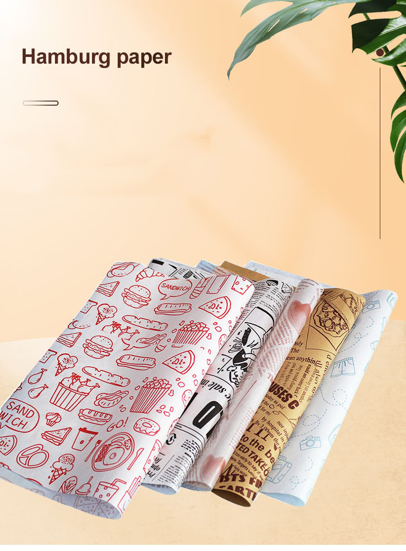 Gift Wax Greaseproof Wrapping Paper For Deli Fried Chicken Snack Bread Chip