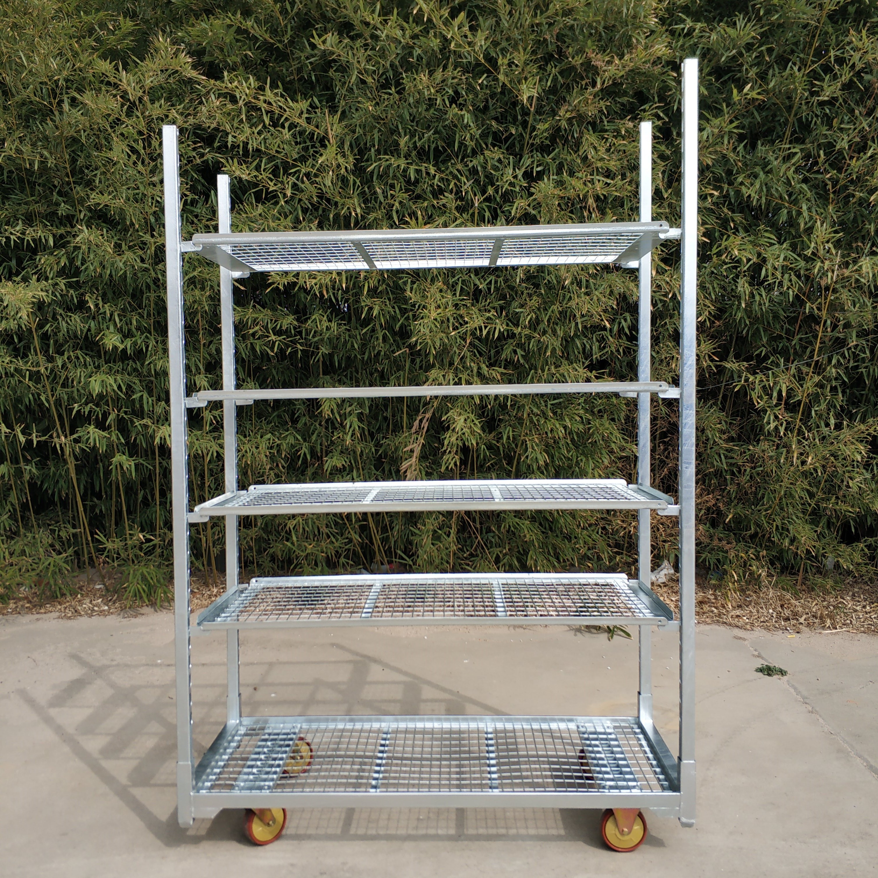 Metal Mesh Danish Flower Trolley Hot Dip Galvanizing For Warehouse