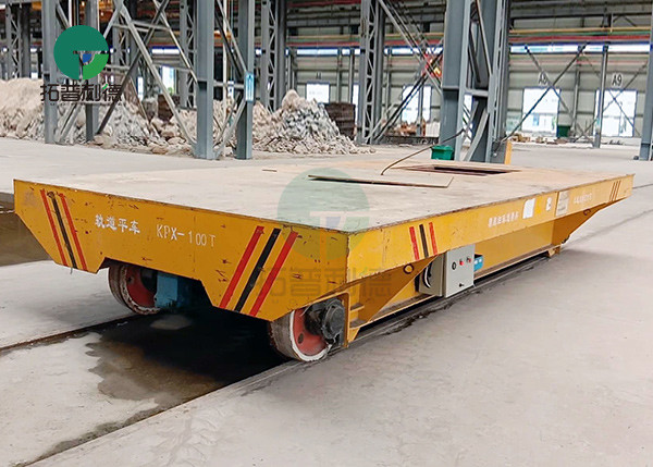 Large Platform Self Propelled Heavy Load Rail Transport Trailer With Steel Plate