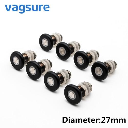 23 / 25 / 27mm Diameter Shower Door Parts Rollers , Shower Screen Rollers Black