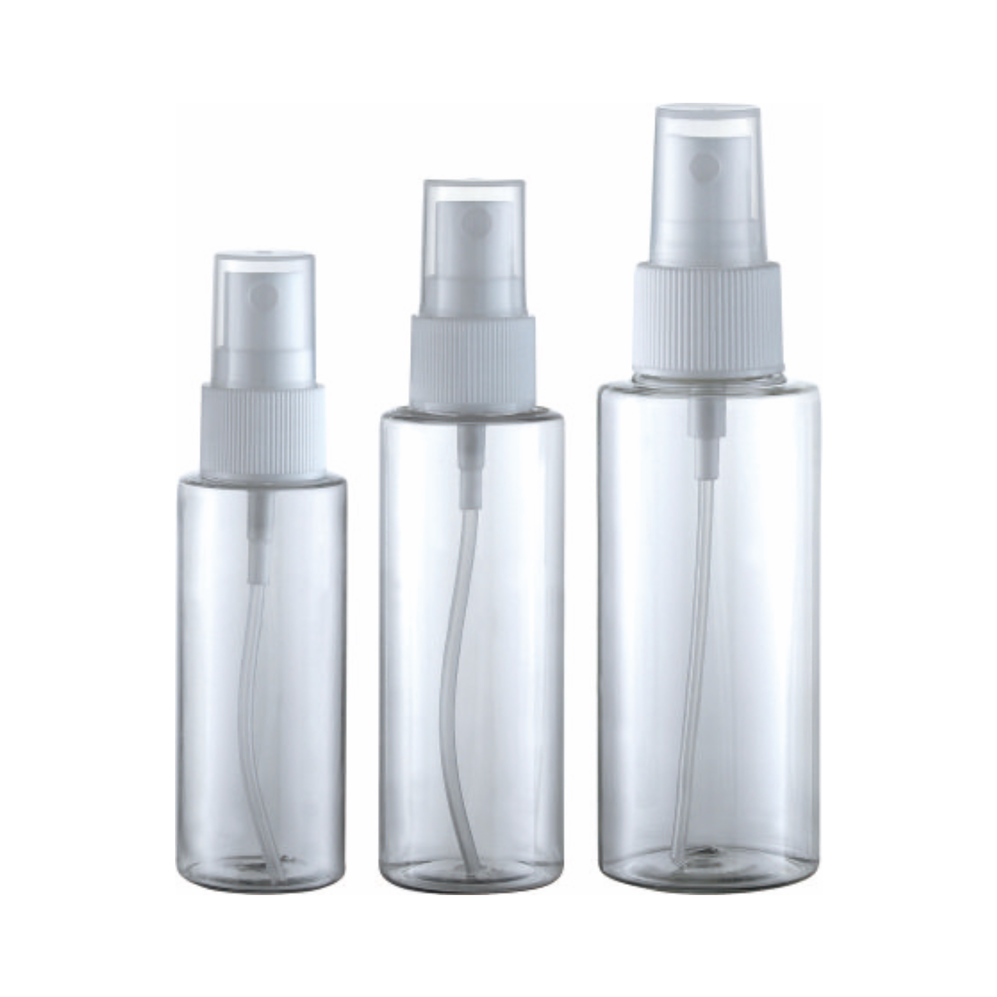 PET Body PP Cap 50ml 60ml Plastic Alcohol Spray Bottle 2oz with White Cap