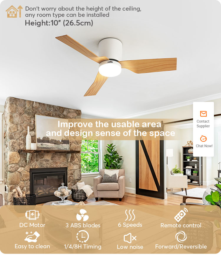 Customized LED Ceiling Fan Light for Modern Nordic Stylish 42 Inch Flush Mount Design