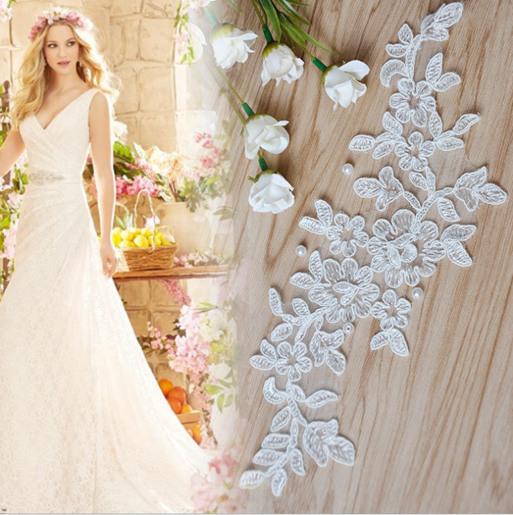 Apparel Accessories Ivory Embroidery Lace Applique for Bridal Dress