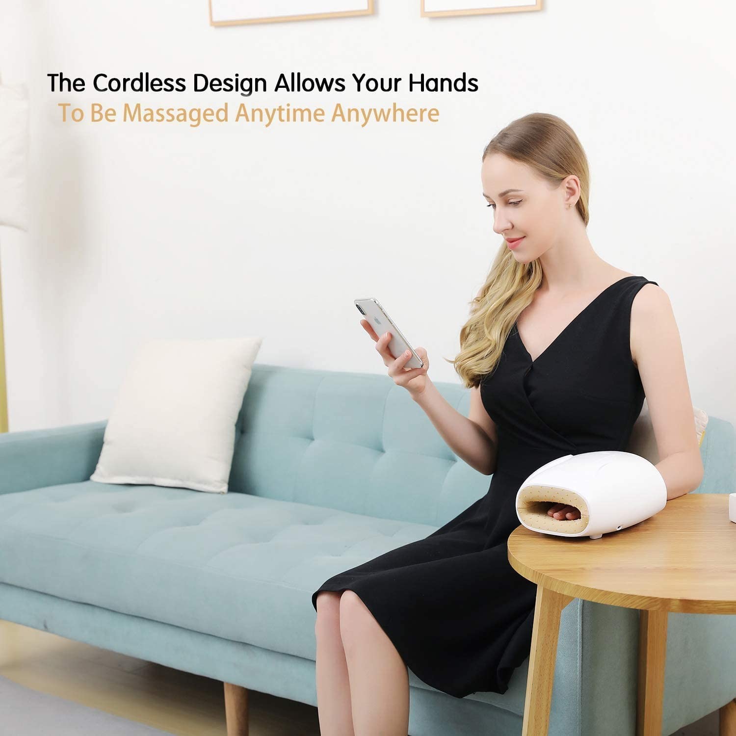 Rechargeable Cordless Hand Massager Air Compression Therapy 1800mAh