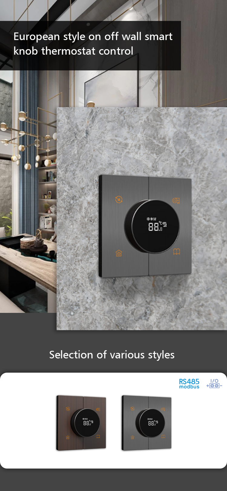 Home Smart Digital Thermostat Temperature Adjustment RS485 Type