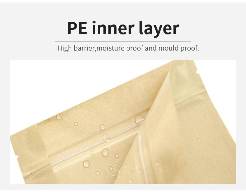 New Design Compostable Bag Biodegradable Packing Zipper Kraft Paper Packaging Bags Food Stand Up Pouch