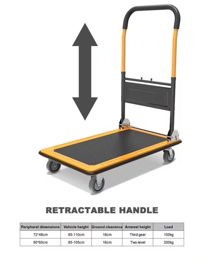 150kgs L73cm*W47cm*H98cm Platform Truck Foldable Platform Truck Push Dolly Multifunctional Heavy Duty Foldable Warehouse