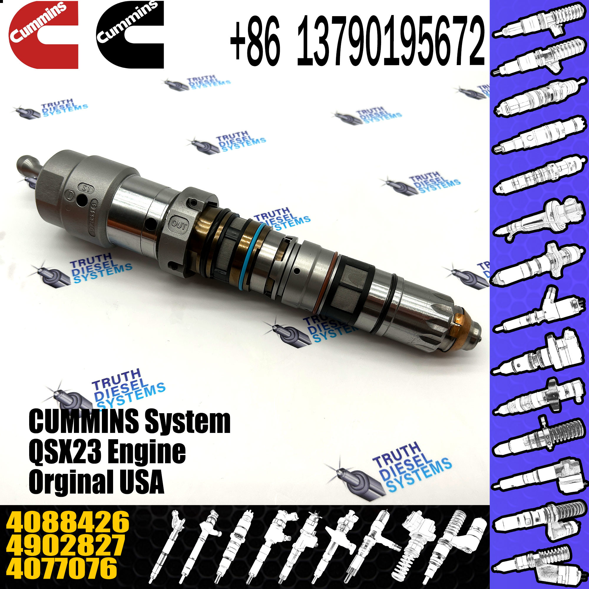 Truck tractor excavator diesel engine spare part QSK23 QSK60 QSK19 fuel injector 4902827 4077076 4062090 4088426
