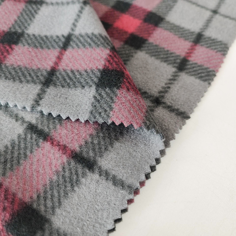 Plaid Printed Micro Fleece Fabric Classic Polar For Scarves Gloves Dress