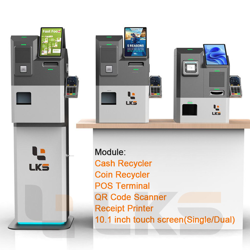User-Friendly Dual Screen Self Payment Kiosk with Cash Coin Handling and Software