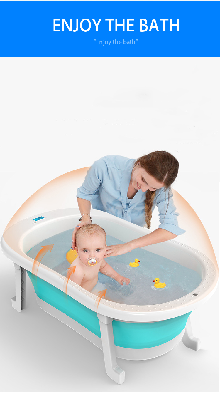 PP TPE Folding Baby Bath Tub Environmental friendly Pink Blue Open size 79*21cm