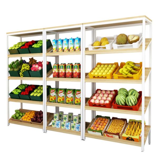 Fashion Shop Wooden Shelf Rack , Wooden Display Cabinet For Vegetable / Juice /