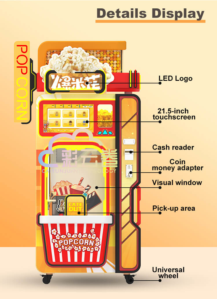 Automated Popcorn Vending Machine Manufacturers 24 Flavors Customized Color