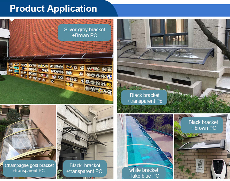 Transparent Polycarbonate Window Door Awning , Clear Polycarbonate Roof Canopy