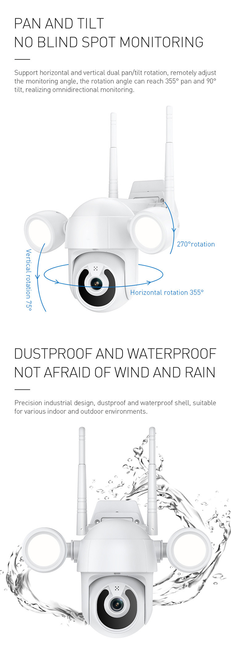 Security Floodlight Speed Dome Camera 1080p 2-way Audio Motion Detection Home Camera With Color Night Vision