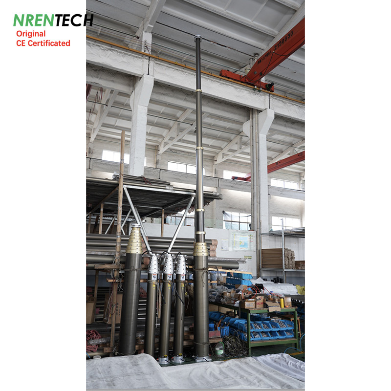 12m Non-Lockable Pneumatic Telescopic Mast 150kg payload For Mobile Telecommunication Antenna Tower