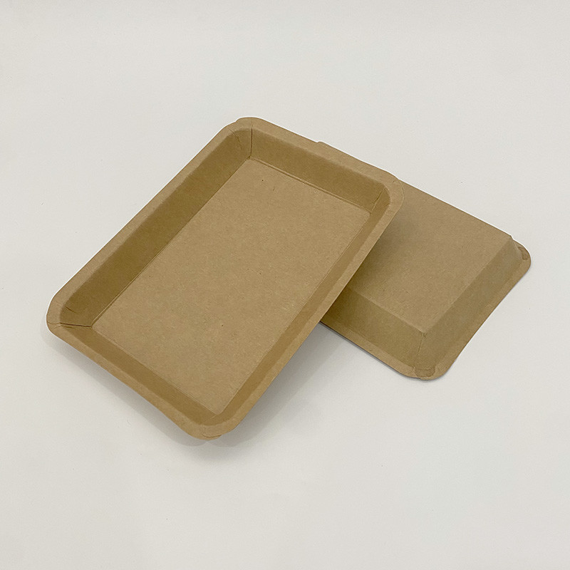 Kraft Food Paper Trays Supermarket Rectangular Vegetable Fruit Packaging