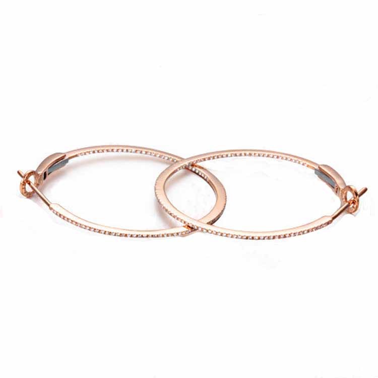 Hot Sale 18K Rose Gold Pave Diamonds Hoop Earring for women Gift (GDE015)