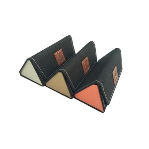 Sailcloth Triangle Folding Handmade Colourful Sunglasses Case With Leather Label