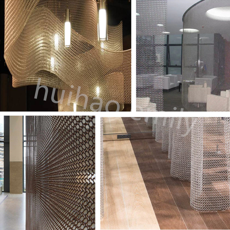 Interior Design Metal Round Ring Mesh Curtain With SS Eletroplating