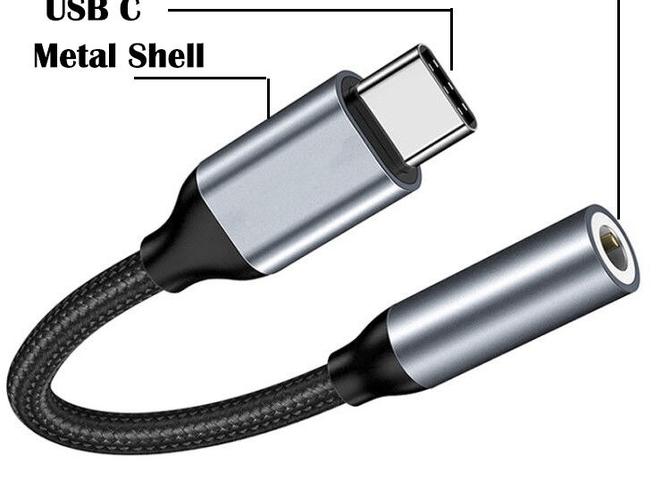 High Compatible DAC USB Type C to AUX 3.5mm Audio Cable Adapter for Samsung Pixel Google Phone