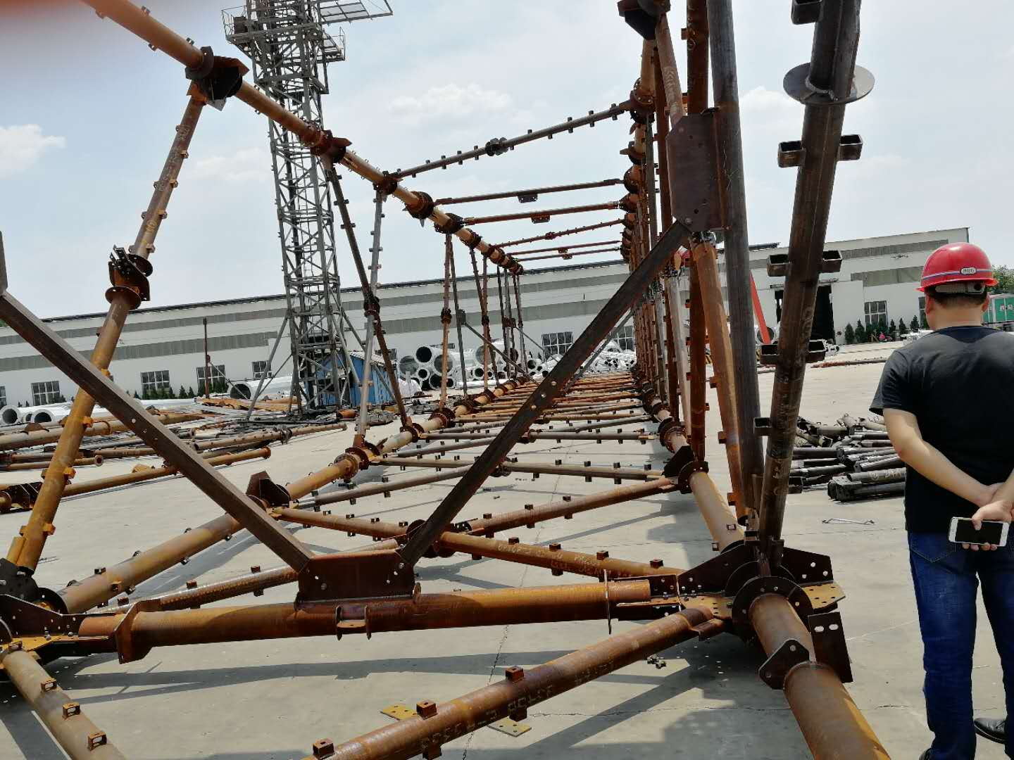 10KV - 1000KV Tubular Transmission Tower 4 Angle 2 Steel Pipe Pole Flanged Connected