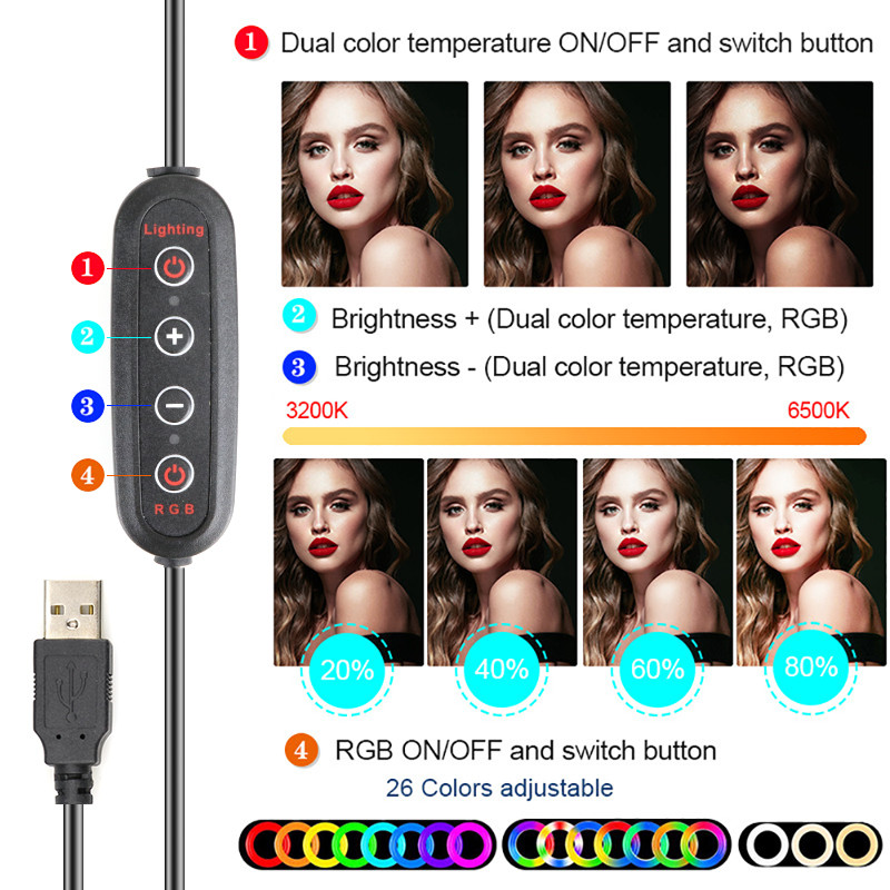 66cm 11W Tripod With Ring Light For Camera , Studio Led Light With Phone Holder