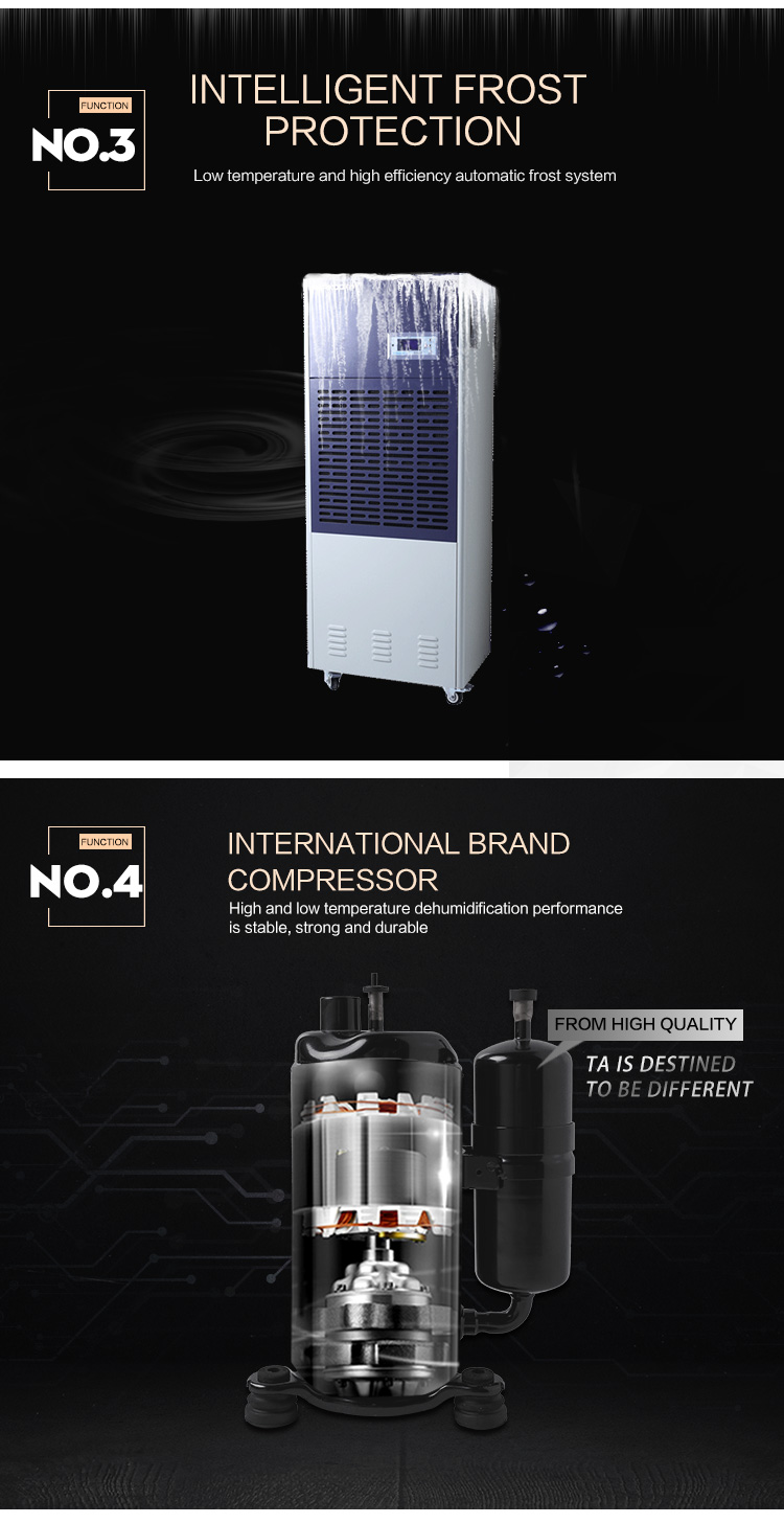 Low Noise 1200m3/H 6.8KG/H Portable Industrial Dehumidifier