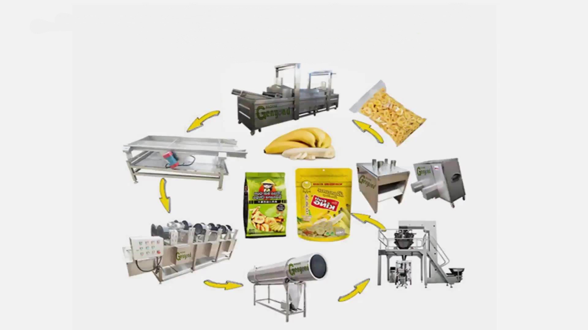 Small scale cheap banana peeling slicing frying packing plantain chips factory making equipment machine production line