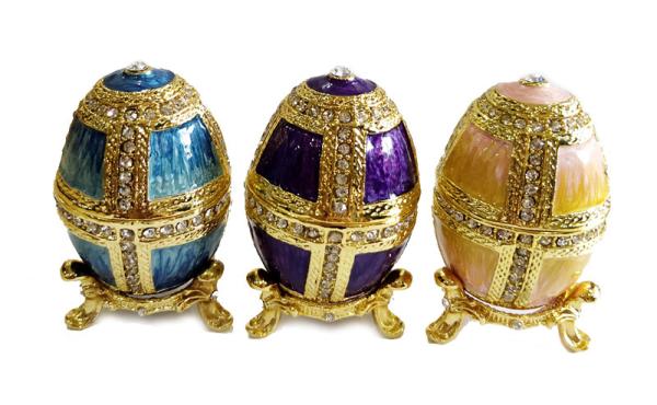 Hollow Faberge Egg Jewelry Easter Egg Trinket Box Crafts Russian Easter Metal