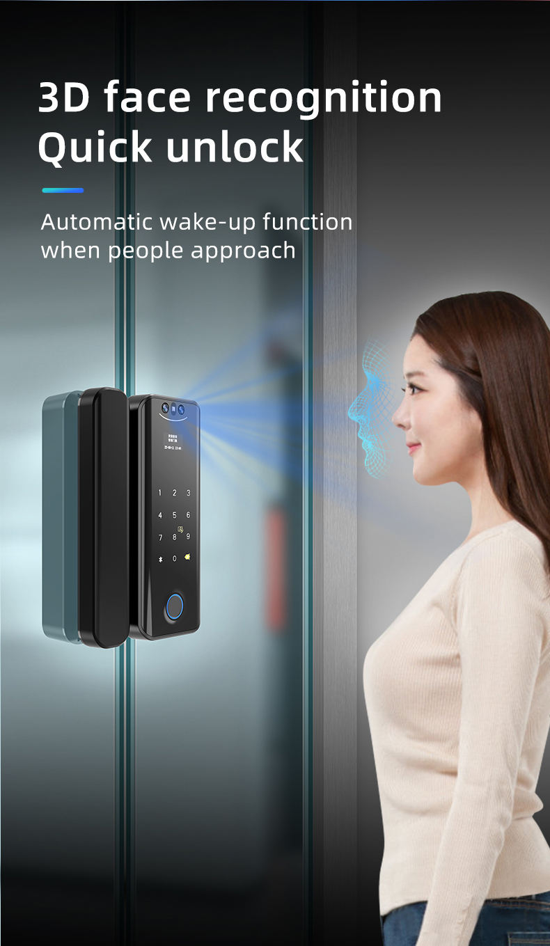 Smart Home Door Lock Tuya Face Recognition Glass Door Lock Digital Lock Fingerprint Password Card Key Door Lock For Home